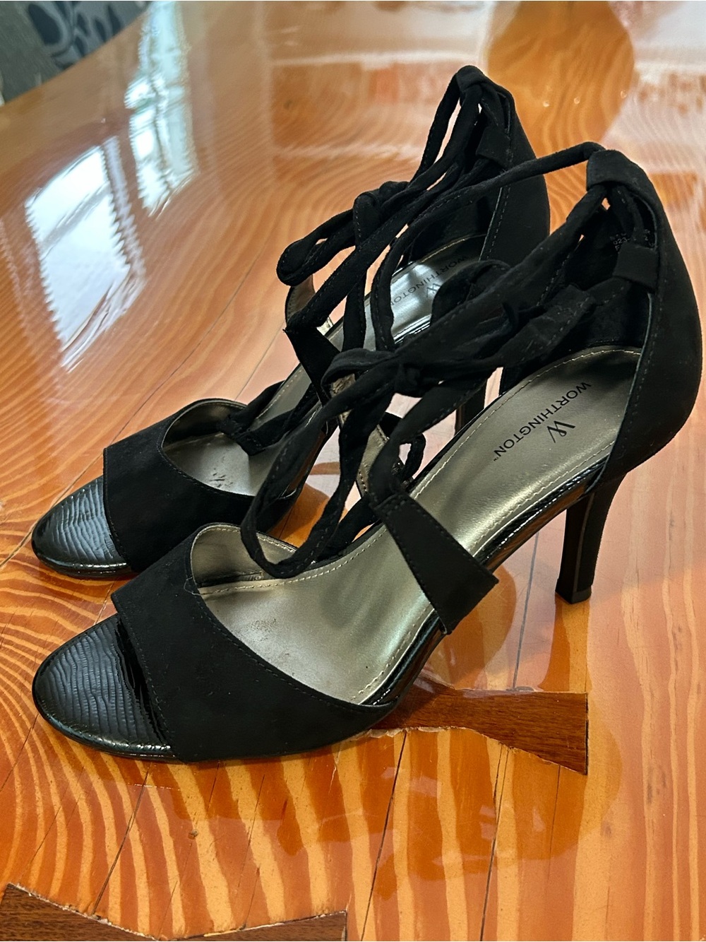 Worthington Black Lace-Up Heels